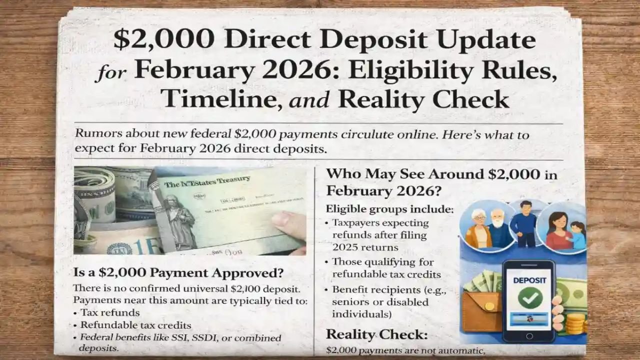 $2,000 Direct Deposit Update for February 2026: Eligibility Rules, Timeline, and a Practical Reality Check