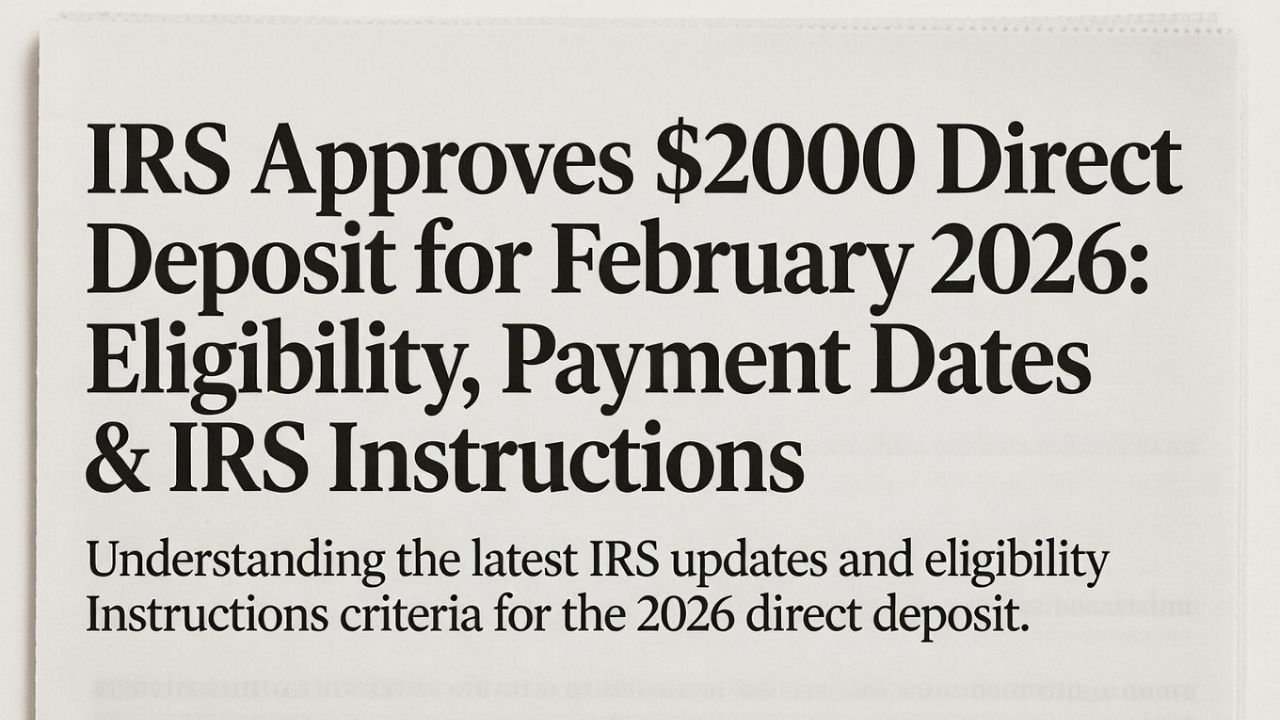 IRS Approves $2,000 Direct Deposit for February 2026: Eligibility, Payment Dates & Official IRS Guidance